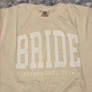 Girl Tribe Comfort Colors Cream 'Bride Established 2024' Short Sleeve Shirt